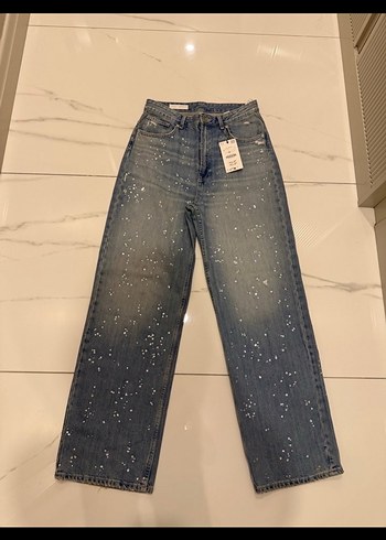 Kadın Mavi Bol Kesim Denim Pantolon - Görsel 7