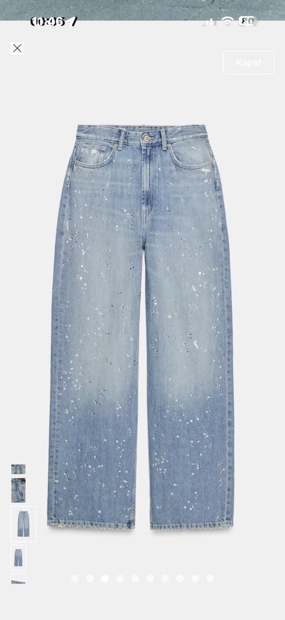 Kadın Mavi Bol Kesim Denim Pantolon - Görsel 3