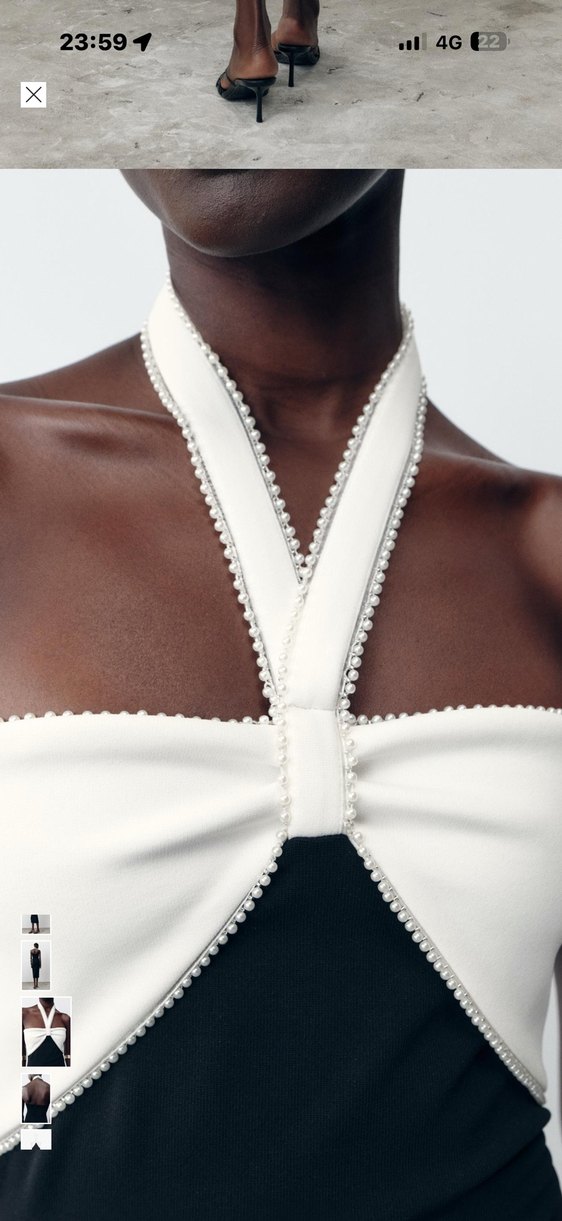 Uzun Siyah-Beyaz Drapeli Straplez Elbise - Görsel 3