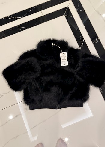 Siyah Peluş Kürk Detaylı Midi Mont - Görsel 5