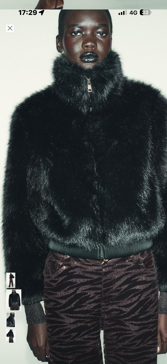 Siyah Peluş Kürk Detaylı Midi Mont - Görsel 2