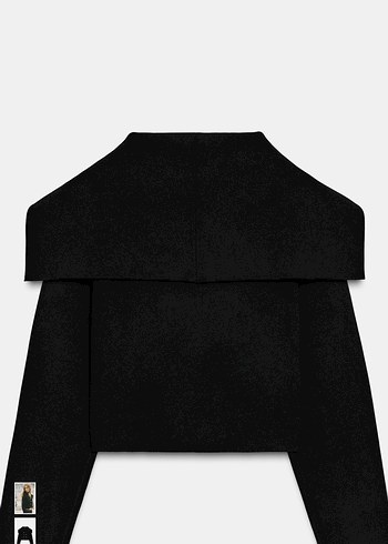 Düğmeli Siyah Süet Mini Kadın hırka - Görsel 3