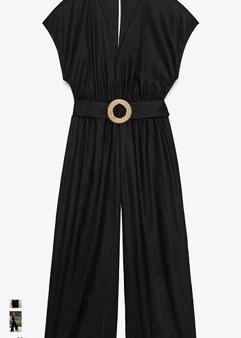 Siyah V Yakalı Kadın Bol Kesim Tulum - Görsel 3