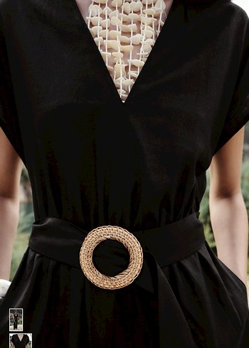 Siyah V Yakalı Kadın Bol Kesim Tulum - Görsel 2