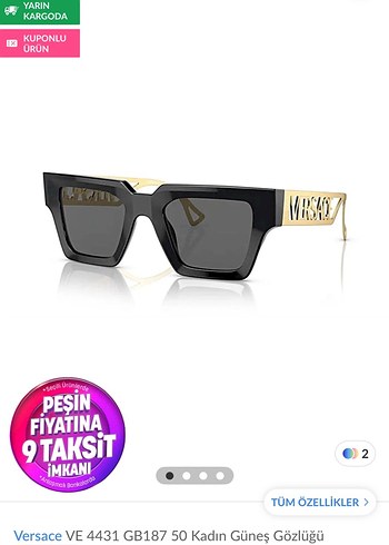 Versace Kadın Altın Renkli Güneş Gözlüğü