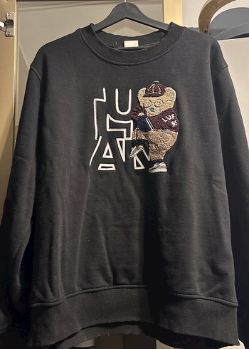 Lufian Siyah Kapusonsuz Kareli Ayicik Sweatshirt