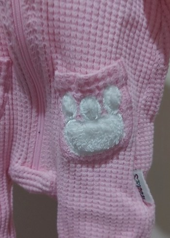 Kapüşonlu Pembe Bebek Tulumu Kulaklı - Görsel 5