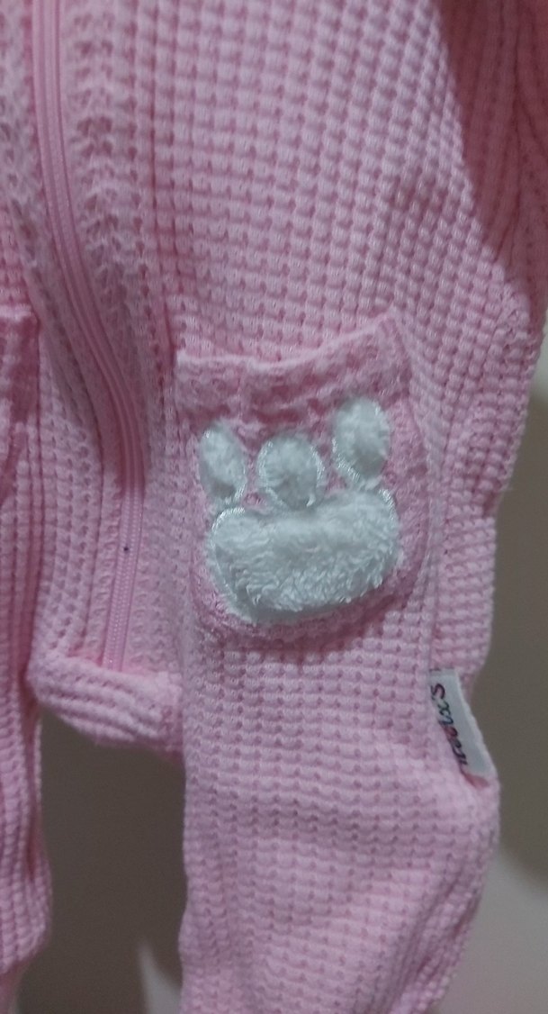 Kapüşonlu Pembe Bebek Tulumu Kulaklı - Görsel 5