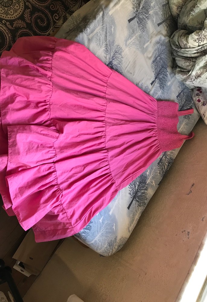 Pembe Uzun Fırfırlı Straplez Elbise - Görsel 3