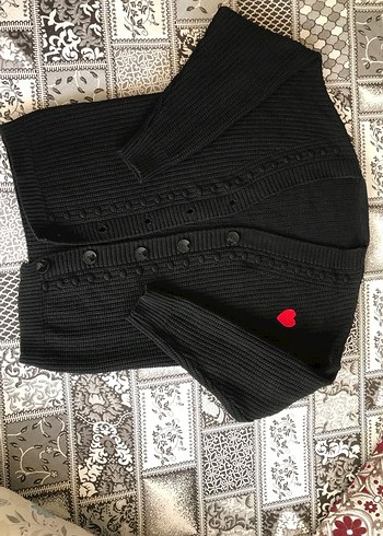 Düğmeli Siyah Örgü Kadın Hırka - Görsel 2