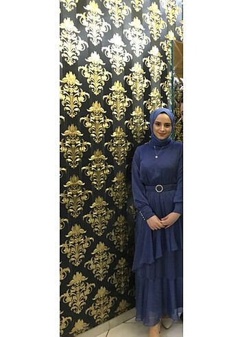 42 Beden mavi Renk Abiye elbise 