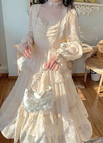 s Beden beyaz Renk Vintage peri elbisesi