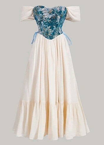 Korse detaylı Vintage elbise