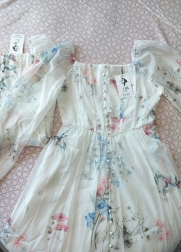 m Beden çeşitli Renk Kore tarzı çiçekli vintage elbise