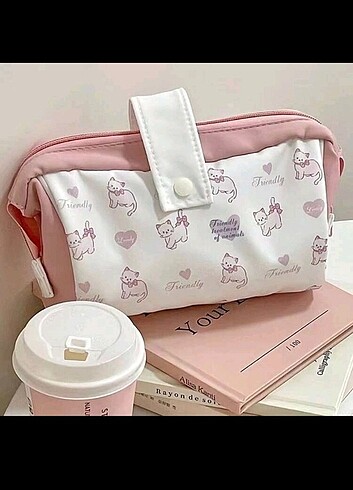 kore tarzı kedili sevimli kawaii kalemlik kalem kutusu