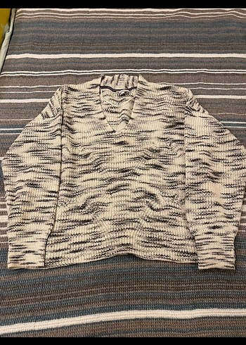 xl Beden Gri Zebra Desenli Kadın Triko Kazak