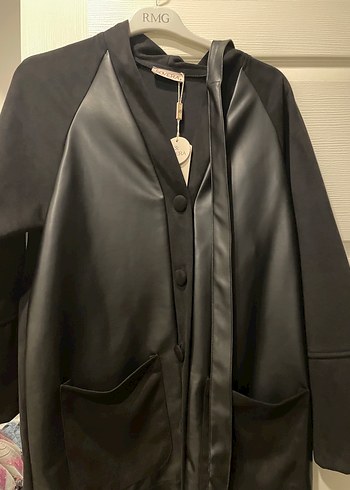 Siyah Deri Kemerli Midi Ceket - Görsel 2
