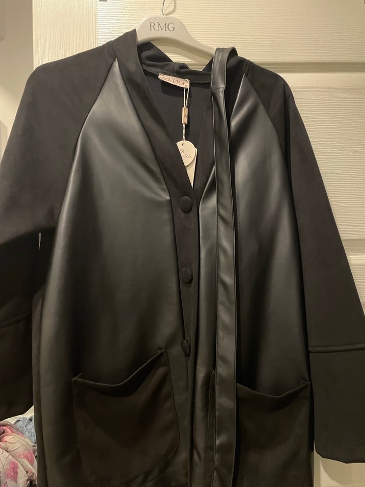 Siyah Deri Kemerli Midi Ceket - Görsel 3