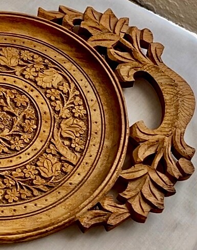 Hand made ahşap oyma kahve, çay tepsisi. Tayland