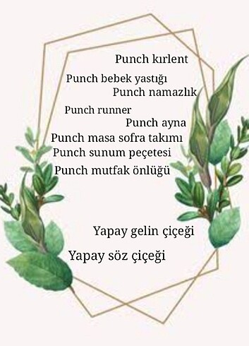 Punch(panç) yapay çiçek
