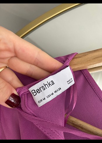 Bershka Mor Uzun Saten Elbise