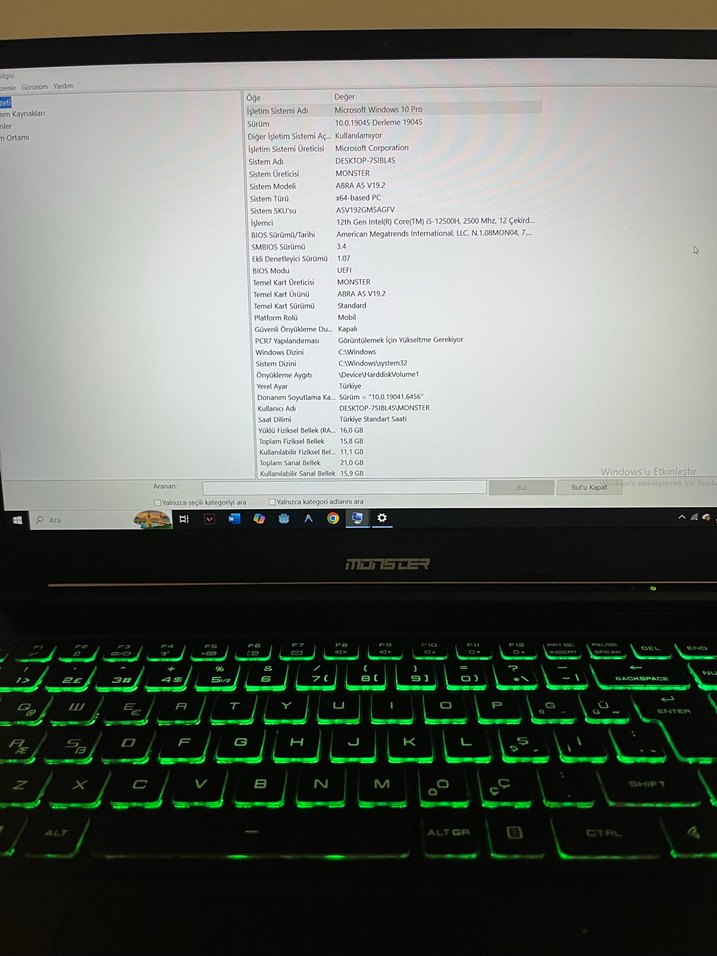 Monster gaming laptop abra a5v19.2.3 - Görsel 3