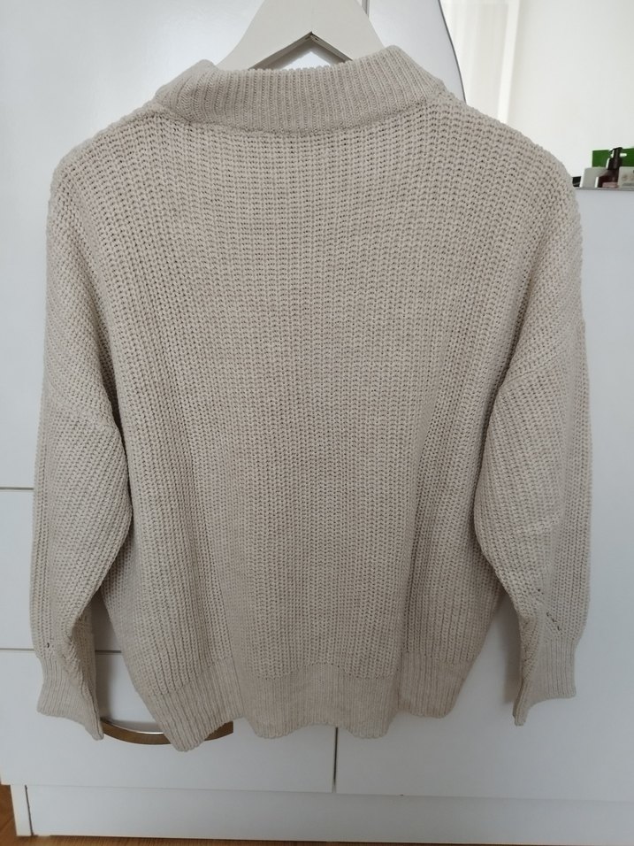 Bej Bohem Örgü Kadın Kazak - Görsel 4