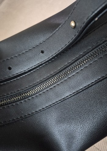 Siyah Suni Deri Kadın Omuz Çantası - Görsel 4