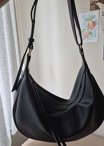 Siyah Suni Deri Kadın Omuz Çantası - Görsel 2