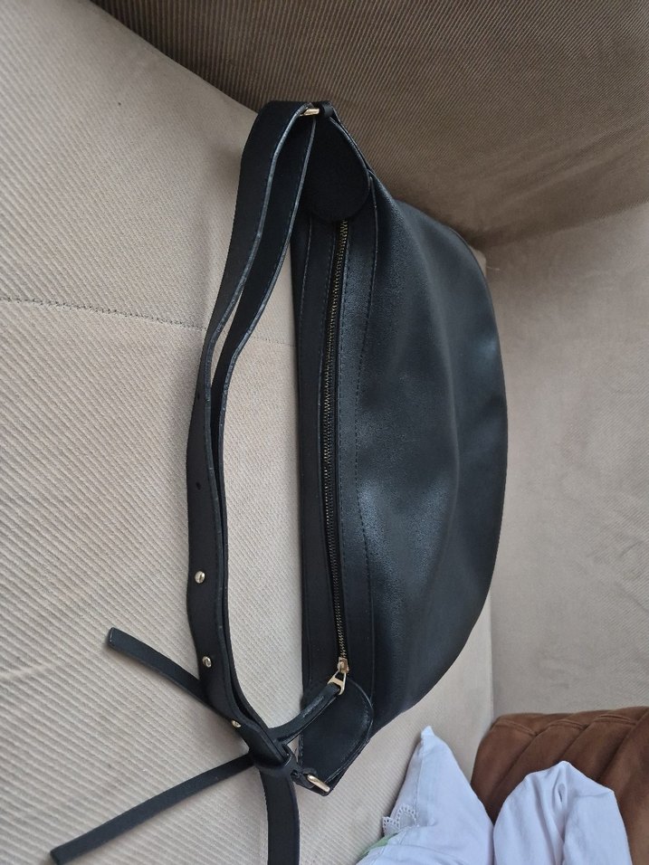 Siyah Suni Deri Kadın Omuz Çantası - Görsel 5