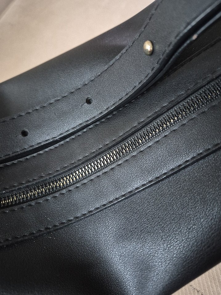 Siyah Suni Deri Kadın Omuz Çantası - Görsel 4