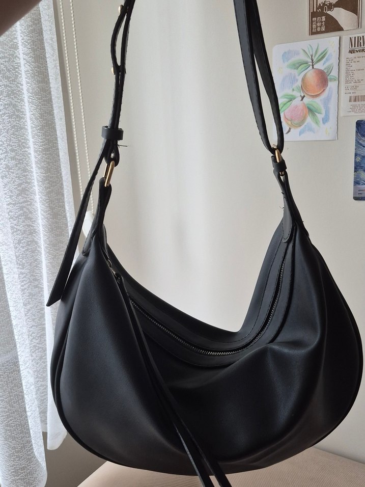 Siyah Suni Deri Kadın Omuz Çantası - Görsel 2