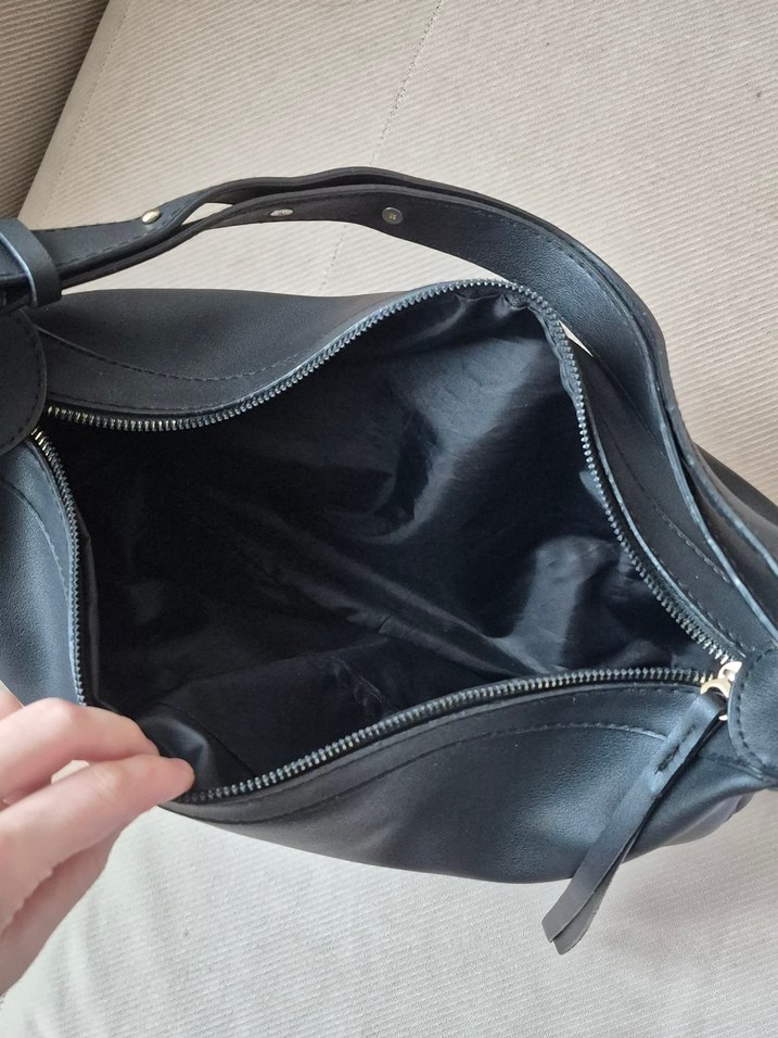 Siyah Suni Deri Kadın Omuz Çantası - Görsel 3