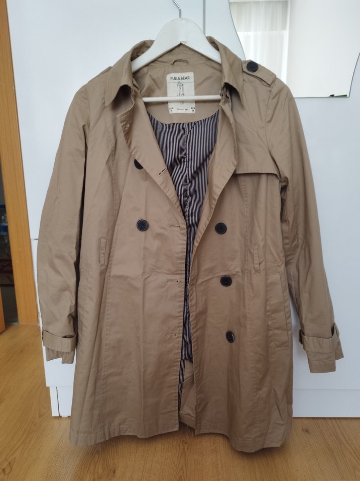 bej-kahve, Düğmeli kadın Trençkot - Görsel 4