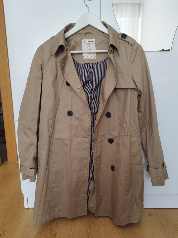 bej-kahve, Düğmeli kadın Trençkot - Görsel 5