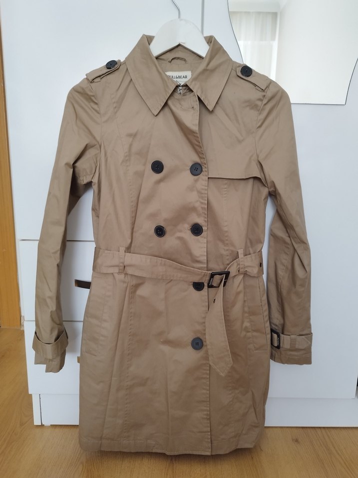 bej-kahve, Düğmeli kadın Trençkot - Görsel 3