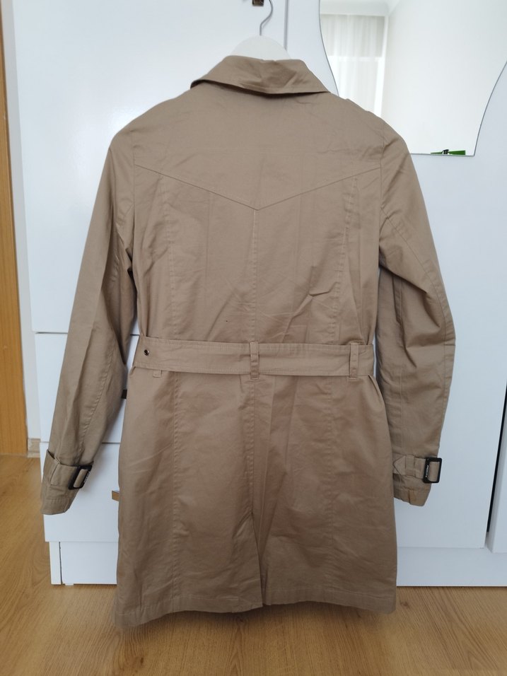 bej-kahve, Düğmeli kadın Trençkot - Görsel 2