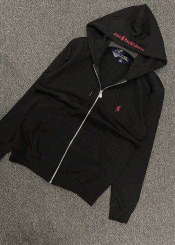 Siyah Fermuarlı Kapüşonlu Erkek Sweatshirt