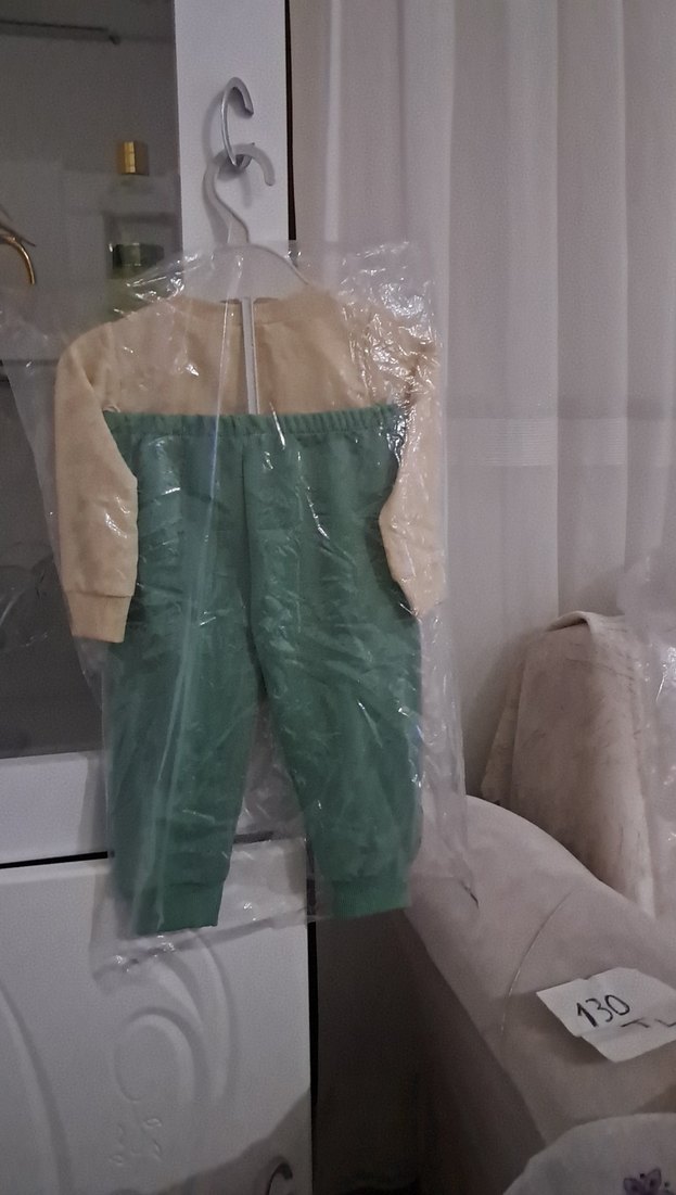 Uzun Kollu Örme Ayıcık Desenli Bebek Takımı - Görsel 2