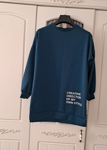 Lacivert Baskılı Oversize Sweatshirt