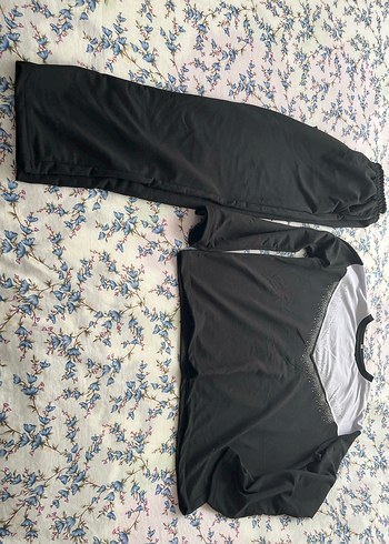 Siyah V Yaka Kadın Eşofman Takımı - Görsel 5