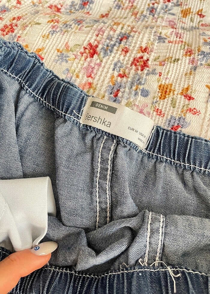 bershka kot görünümlü etek - Görsel 3