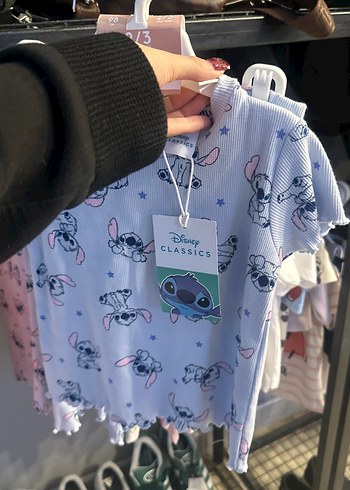 Mavi Kız Çocuk Baskılı Kısa Kollu Tişört - Görsel 3