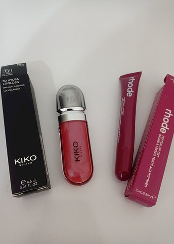 Rhode skin tint rasberry jely ve kiko gloss 17 no