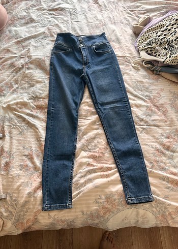 Kadın Açık Mavi Kemer Detaylı Slim Fit Denim Pantolon - Görsel 2