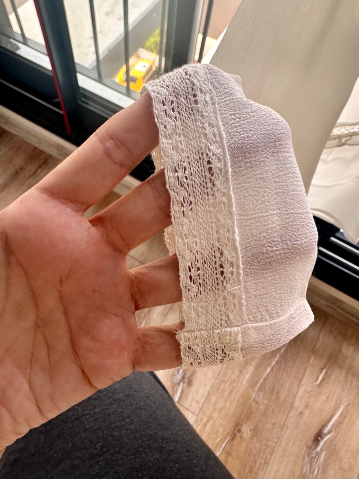 Dantel Detaylı İşlemeli Beyaz Şık Uzun Kollu Bluz - Görsel 5