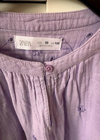 Lila Nakışlı Bohem Kız Gömlek - Görsel 4