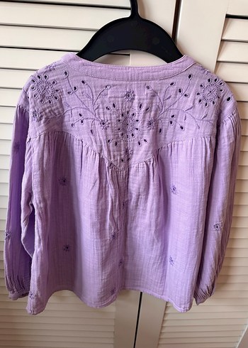 Lila Nakışlı Bohem Kız Gömlek - Görsel 2