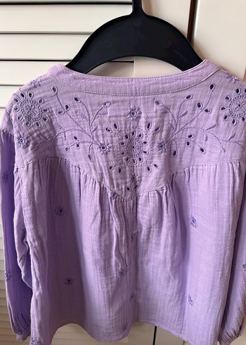 Lila Nakışlı Bohem Kız Gömlek - Görsel 3