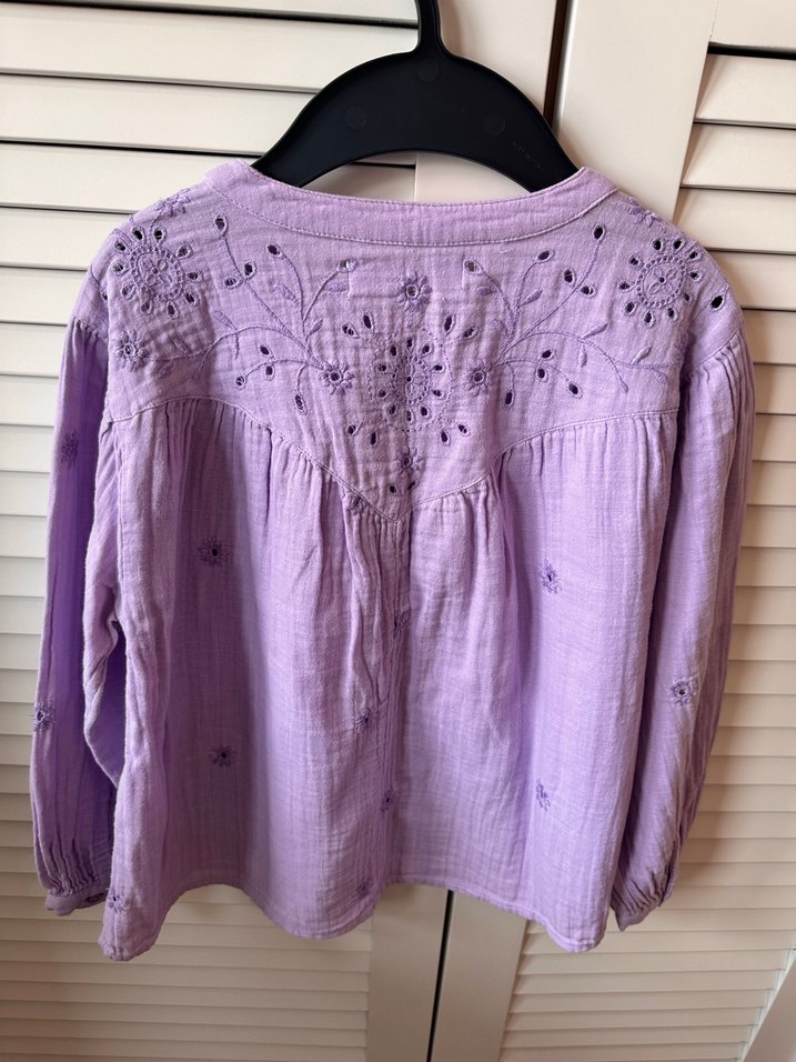 Lila Nakışlı Bohem Kız Gömlek - Görsel 2
